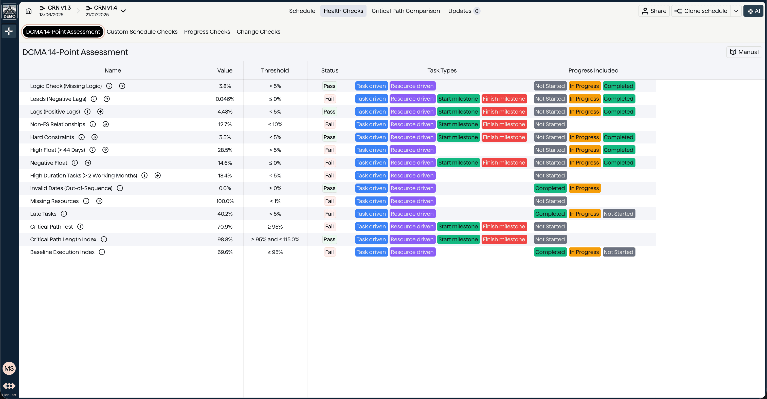 Health check screenshot 1
